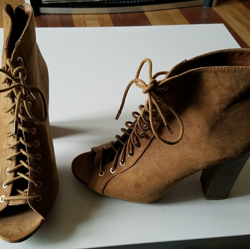 Brown Open Toe Booties